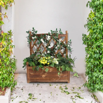 Приподнятая садовая клумба со решеткой - Садовый ящик для вьющихся растений, отдельно стоящий цветочный горшок для внутреннего дворика