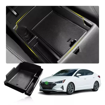 Ящик для хранения автомобильного подлокотника для Hyundai Elantra 2019 2020, Ящик для хранения центрального управления, Аксессуары для интерьера Авто, Черный