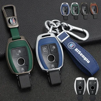 Цинковый Сплав + Искусственная Кожа Полное Покрытие Ключа Автомобиля Чехол Для Mercedes Benz CLS CLK AMG ML C CL E S SL SLK G GLC GLE GLS R Smart Remote Key