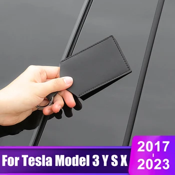 Для Tesla Модель 3 Y S X 2017-2022 2023 Кожаный Держатель Для Ключей От Автомобиля Защитная Крышка Брелок Для Ключей Клип Чехол Для Карт Аксессуары