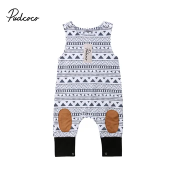 2019 Детская летняя одежда для новорожденных мальчиков и девочек, комбинезон без рукавов, одежда в стиле пэчворк, комбинезон с геометрическим принтом
