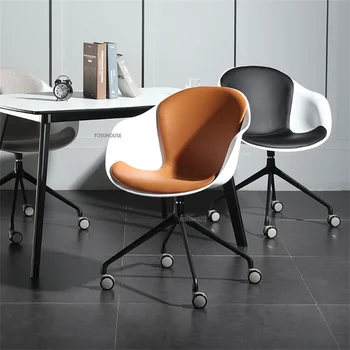 Современные кожаные офисные кресла для офисной мебели, Креативное Дизайнерское Вращающееся кресло для кабинета, Простой подъем спинки, Компьютерное кресло CN