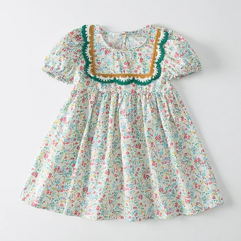 Летнее платье с цветочным рисунком, повседневное платье, одежда для маленьких девочек, детская одежда, детское платье для 2-6 лет