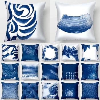 Настраиваемый чехол для подушки с синим рисунком Диван для спальни Домашний Декор Наволочка