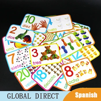 Изучение чисел 123/цифровые карточки на испанском языке для малышей Монтессори Развивающие интеллектуальные игры для детей