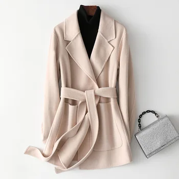 Женское пальто из 100% шерсти мериноса, теплая зима 2020, женское пальто из 100% шерсти, платье