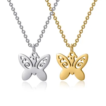Модное ожерелье с подвеской в виде милой бабочки, женское ожерелье, Новые модные ювелирные аксессуары из нержавеющей стали, подарок Оптом