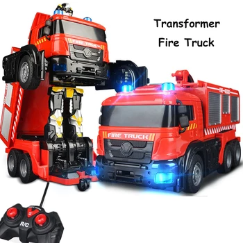 Трансформирующийся робот-автомобиль, игрушки-экшн, двигатель пожарной машины, Музыка, свет, вода, перезаряжаемый автомобиль, обучающий мальчик, ЛУЧШИЙ подарок для детей.