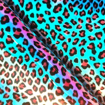 Глянцевая леопардовая искусственная кожа, ткань ПВХ, зеркальный рулон глянцевой кожи для диванных сумок, настенные сумки ручной работы, 0,8 мм, 46x135 см