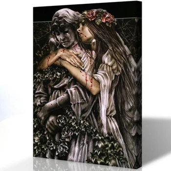 5d Круглая Алмазная картина Ангел и Череп женщина Обнимает Diy художественная вышивка бриллиантами, инкрустированная Полным квадратным Набором Сверл mosaicArt, YG2515