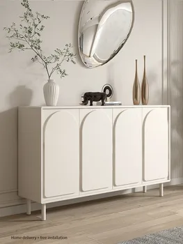 Белый шкаф для прихожей 2-дверный и 4-слойный обувной шкаф из массива дерева, прихожая в минималистском стиле, современный буфет
