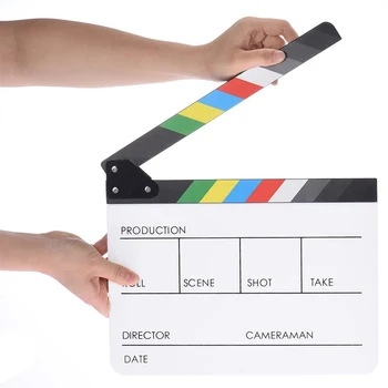 Акриловая Красочная Хлопушка Clapper Board Dry Erase Director Cut TV Movie Film Action Slate Clap Ручной Работы Вырезанный Реквизит