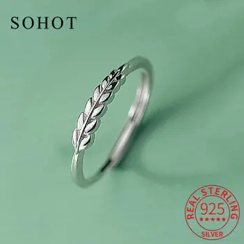 Модное кольцо с регулируемыми листьями из стерлингового серебра 925 пробы для модных женщин Изысканные ювелирные изделия Хип-хоп Минималистичные аксессуары