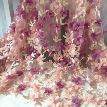 Высококачественная сетчатая ткань Розово-фиолетовый цветок для ногтей, аксессуары для свадебного платья, материал для руководства diy