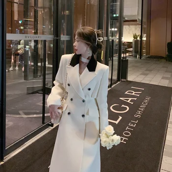 Зимнее шерстяное пальто Hepburn из белой шерсти премиум-класса, женское утолщенное шерстяное пальто средней длины