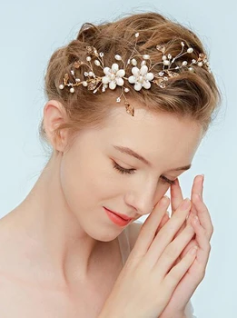 Винтажные свадебные аксессуары для волос для невест с имитацией хрусталя и жемчуга, свадебная повязка на голову для женщин