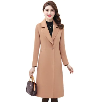 2023 Модное осенне-зимнее шерстяное пальто, женское длинное пальто, костюм с воротником на одной пуговице, тонкие шерстяные пальто, женские темпераментные куртки