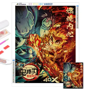 Алмазная живопись 5D Японский комикс Аниме Demon Slayer Алмазная вышивка Мозаичные картины Настенные плакаты Украшения дома kimetsu,