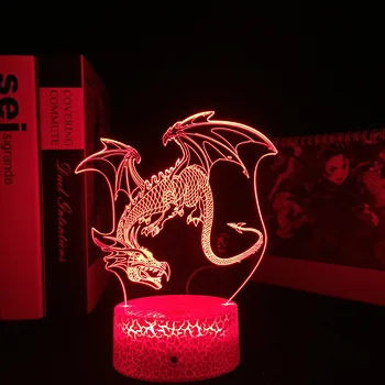 Flying Dragon 3D Illusion, Светодиодная лампа для детской спальни, подарок на День рождения, Ночник, Меняющий цвет, Атмосфера, Акриловый светильник