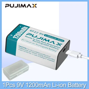 PUJIMAX 1шт 9 В 1200 мАч Литий-ионная Аккумуляторная Батарея С Кабелем Типа C Зарядка Для Мультиметра Микрофон Измеритель Сигнализации Игрушка Прочный