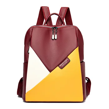 Модный Новый рюкзак, женский Высококачественный Сшитый Кожаный рюкзак, Школьная сумка для девочек-подростков, дорожный рюкзак большой емкости
