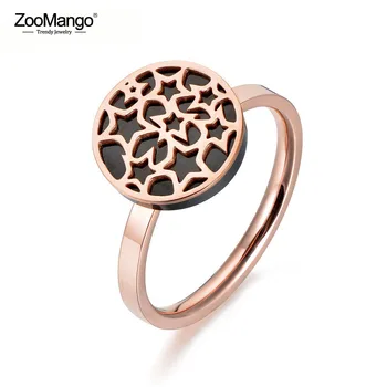 ZooMango Классическое кольцо из розового золота с геометрической фигурой в виде Звезды, Модные Обручальные кольца из титановой стали и акрила Для женщин Anel ZR18030