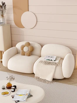 Легкий роскошный диван из сахарной ваты, современный простой тканевый диван с прямым рядом, диван для гостиной