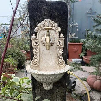 Чугунный настенный водяной кран Мраморный Фонтан Настенный цветочный горшок с водяным шлангом Межплатформенный умывальник