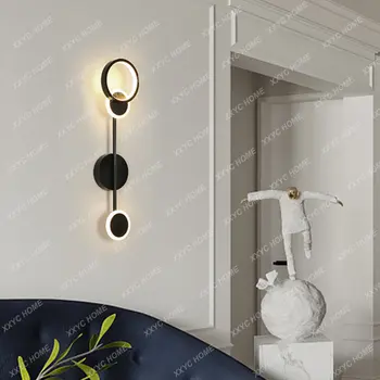 Настенный светильник Прикроватная тумбочка для спальни Скандинавское оформление гостиной Фон Отель Современный свет Проход Внутреннее освещение для дома