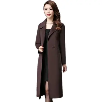 Весна-осень, шерстяная куртка средней длины, женская новинка 2023 года, свободный модный костюм, верхняя одежда с воротником, Однотонное пальто на одной пуговице, женское