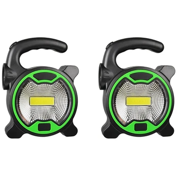 2X Портативных рабочих фонаря, светодиодный фонарь, Водонепроницаемый аварийный прожектор, перезаряжаемый прожектор для пеших прогулок на открытом воздухе, зеленый