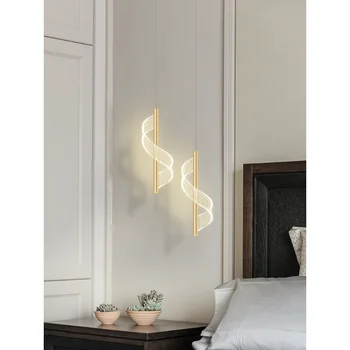 Легкая прикроватная люстра современный минимализм 2022 новая креативная роскошь с одной головкой на длинном подвесном проводе, маленькая декоративная светодиодная лампа для спальни
