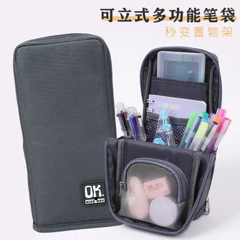Японская минималистичная коробка для карандашей, женская высококачественная холщовая станция, вертикальная сумка для карандашей, сумка для ручек для учащихся начальной школы