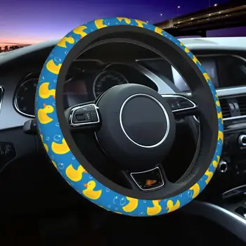 Симпатичная желтая Резиновая Уточка с синим рисунком, крышка рулевого колеса автомобиля, защита рулевого колеса от животных, Автомобильные аксессуары для стайлинга автомобилей