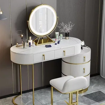 Легкий роскошный туалетный столик из массива дерева, спальня, небольшой номер, современная интернет-знаменитость, встроенный столик для макияжа ins,