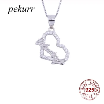 Pekurr, серебро 925 пробы, циркон, полое сердце, желающее ожерелье с буквами для женщин, желающих любви, хрустальные подвески, модные ювелирные изделия