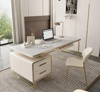 Учебный стол в сборе компьютерный шкаф для хранения Nordic luxury письменный стол из нержавеющей стали, стол для домашнего офиса, сетевой красный