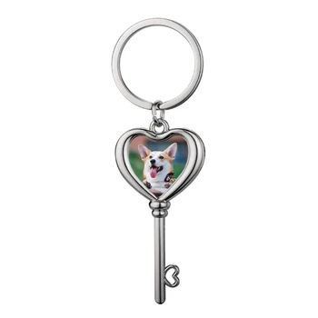 Сублимационный пустой брелок для ключей в форме сердца Love с теплопередачей, брелок для ключей с разрезными кольцами для проекта DIY