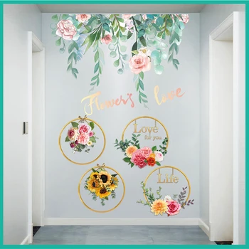 [SHIJUEHEZI] Наклейки на стену с цветами, растения, сделанные своими руками, наклейки на стены для гостиной, детской спальни, кухни, Аксессуары для украшения дома