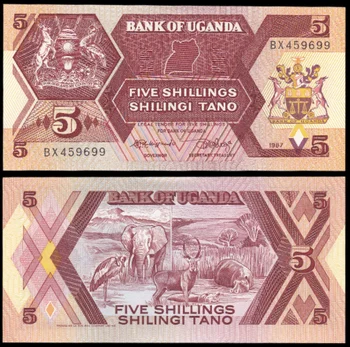 1987 Уганда 5 шиллингов Оригинальные банкноты UNC (Fuera De uso Ahora Collectibles)