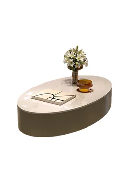 Wyj Бытовая Небольшая квартира Светлая Роскошная Современная минималистичная Мраморная тумба для телевизора Овальный чайный столик