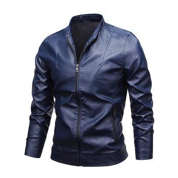 LUKER CMSS, мужская весенне-осенняя новая деловая повседневная тонкая куртка из искусственной кожи с длинными рукавами, куртка на молнии, однотонная