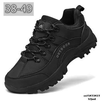 Черные походные ботинки большого размера 38-49, мужские уличные нескользящие мужские походные ботинки, обувь для скалолазания на шнуровке, мужские теплые зимние ботинки для мужчин
