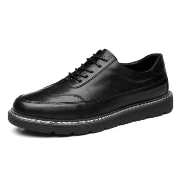 Модные повседневные кроссовки из натуральной кожи с круглым носком, Черная доска, мужская обувь, мягкая подошва, легкая безопасная рабочая обувь для прогулок на открытом воздухе