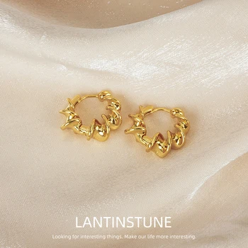Индивидуальные Золотые металлические серьги-кольца в форме спирального узла для женщин, ретро спиральные серьги-кольца из обжаренного теста, круглые серьги OL N454