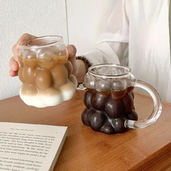 Бокал для винограда с ручкой ins, чашка для молока с высококачественным прозрачным стеклом, чашка для кофе латте для завтрака