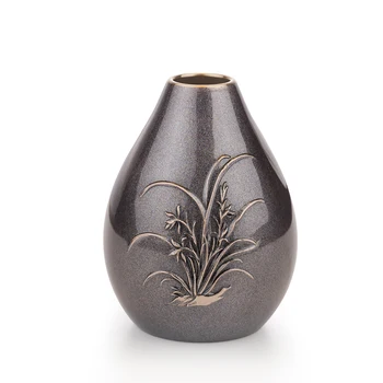 Черная рельефная ваза для цветов золотое украшение в стиле фэн-шуй, медная ваза