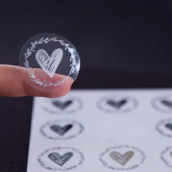 200шт прозрачных бронзовых наклеек в виде сердца 1,26-дюймовая круглая этикетка для запечатывания конверта для приглашения на свадебную вечеринку Подарочный декор