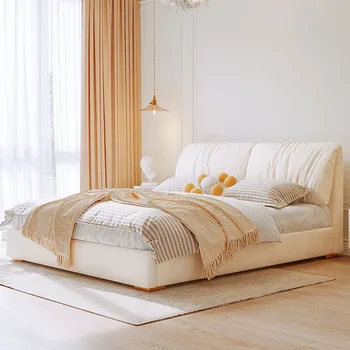 Технологичная плюшевая кровать с простым местом для хранения и легкой роскошью, главная спальня с двуспальной кроватью размера 
