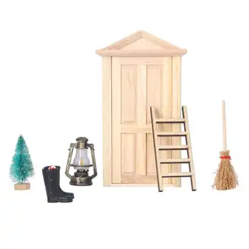 Набор дверей для рождественского кукольного домика, набор дверей для кукольного домика, метла для дома